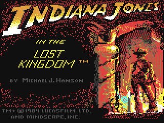Indiana Jones In The Lost Kingdom title screen for Commodore 64